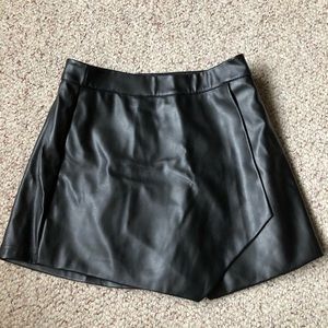 Black Leather Mini Skort